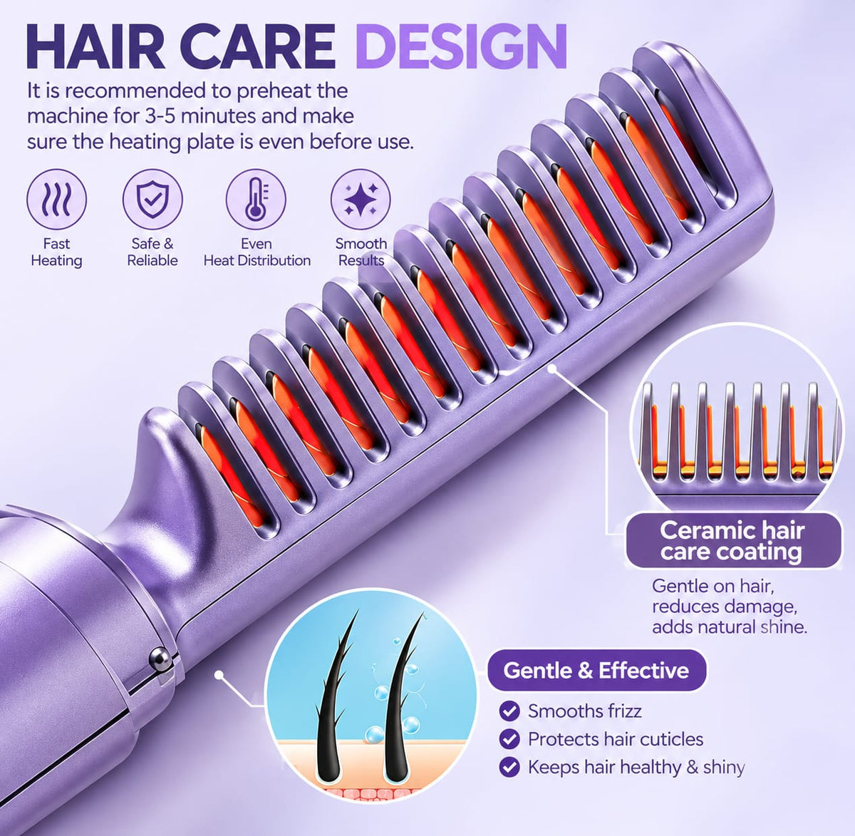 Rechargeable Mini Hair Straightener – Portable Cordless Hair Styling & Touch-Up Comb